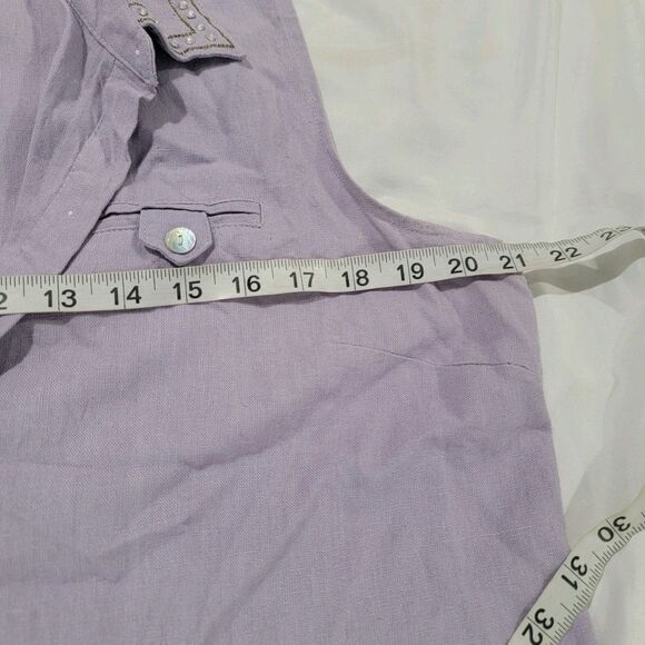 Vintage Womens Linen Button Up Shirt Size XL Purple Rhinestones Western - Picture 6 of 7